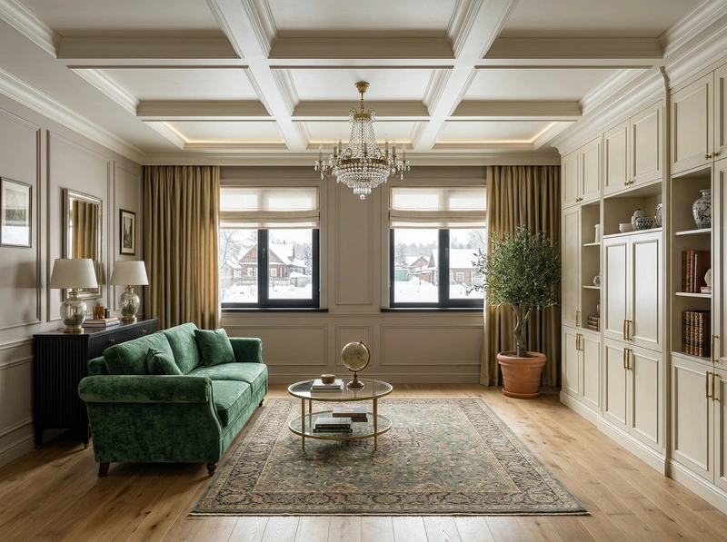 Дизайн интерьера в стиле Классика — Гостиная от нейросети RoomGPT