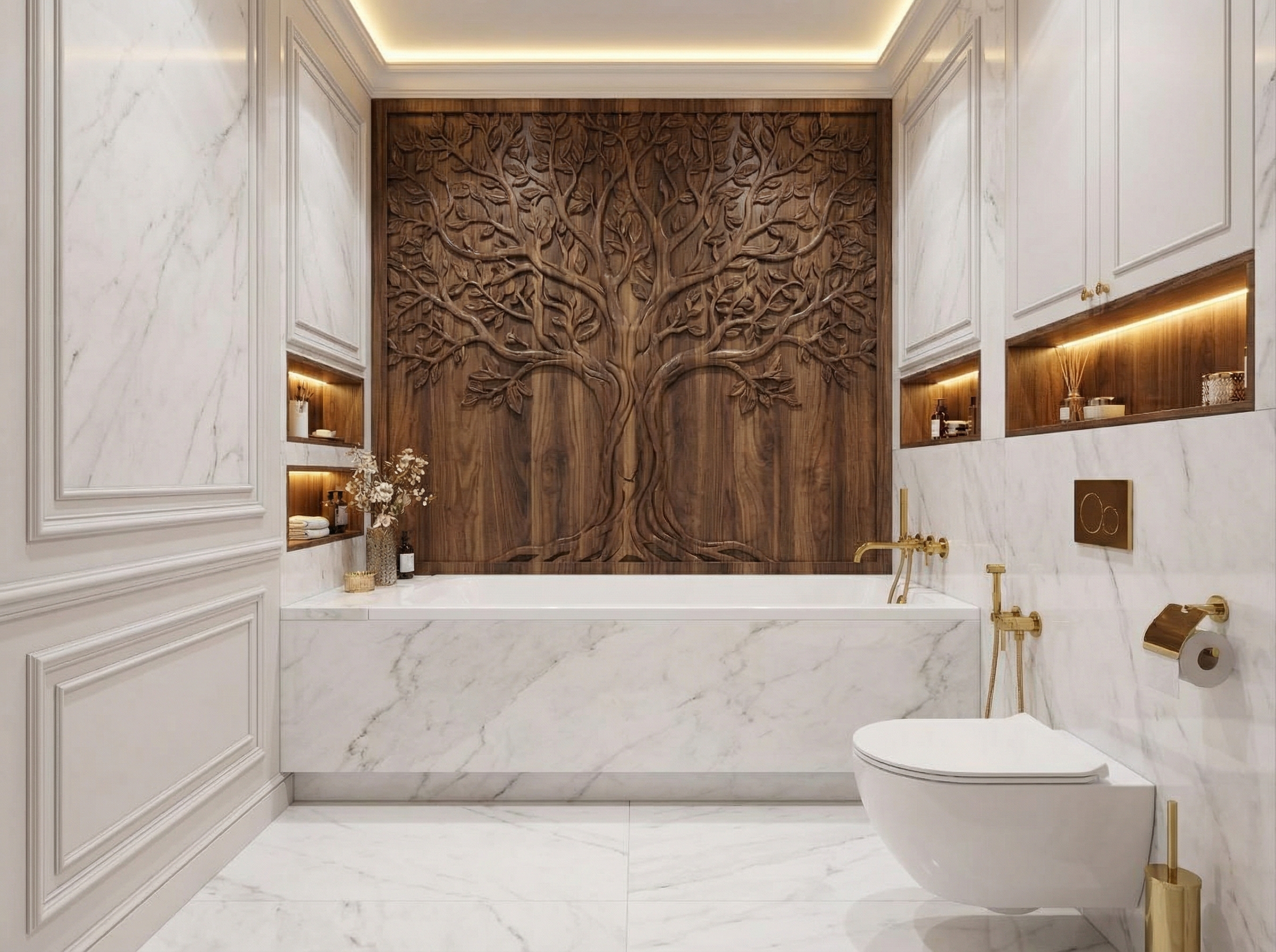 Дизайн ванной в стиле Классика — фото интерьера от нейросети RoomGPT