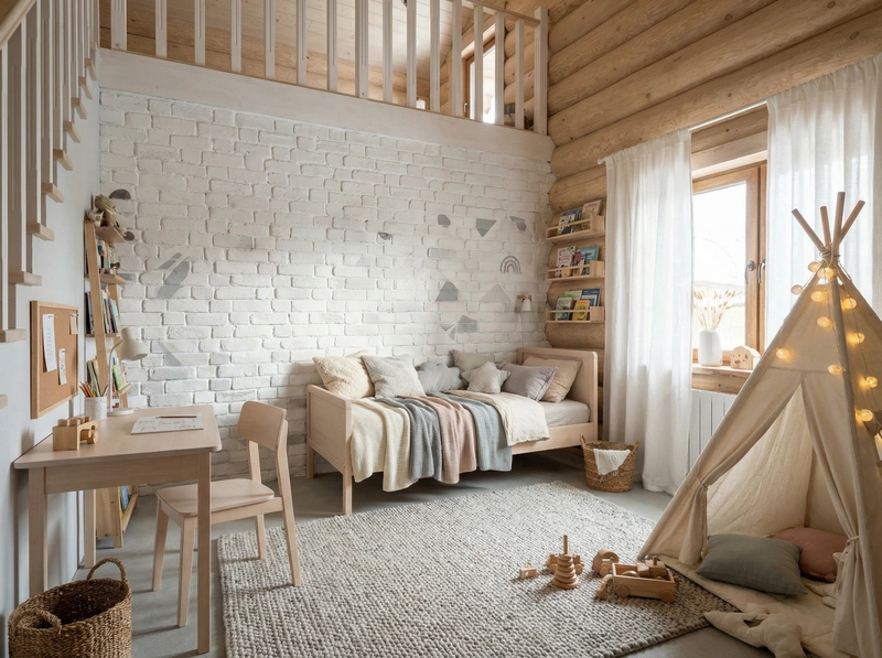 Дизайн интерьера в стиле Хюгге — Детская от нейросети RoomGPT