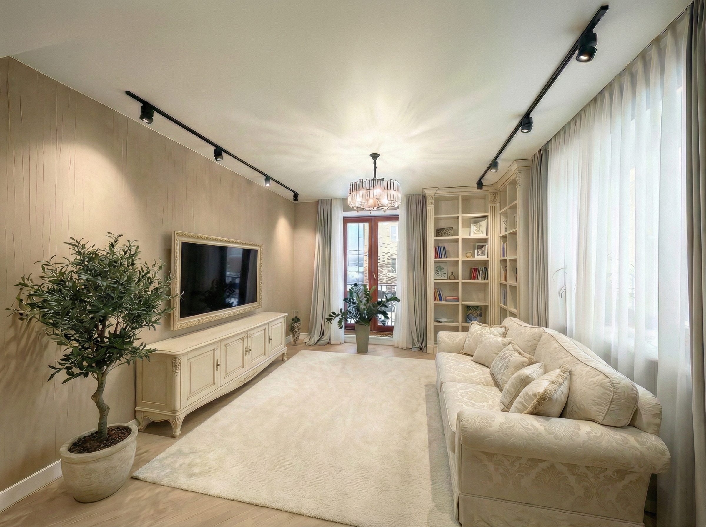 Дизайн гостиной в стиле Контемпорари — фото интерьера от нейросети RoomGPT