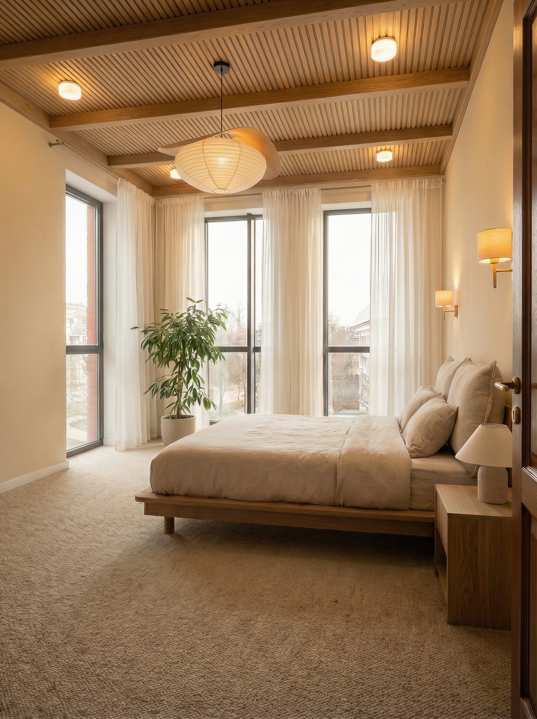 Дизайн спальни в стиле Japandi — фото интерьера от нейросети RoomGPT