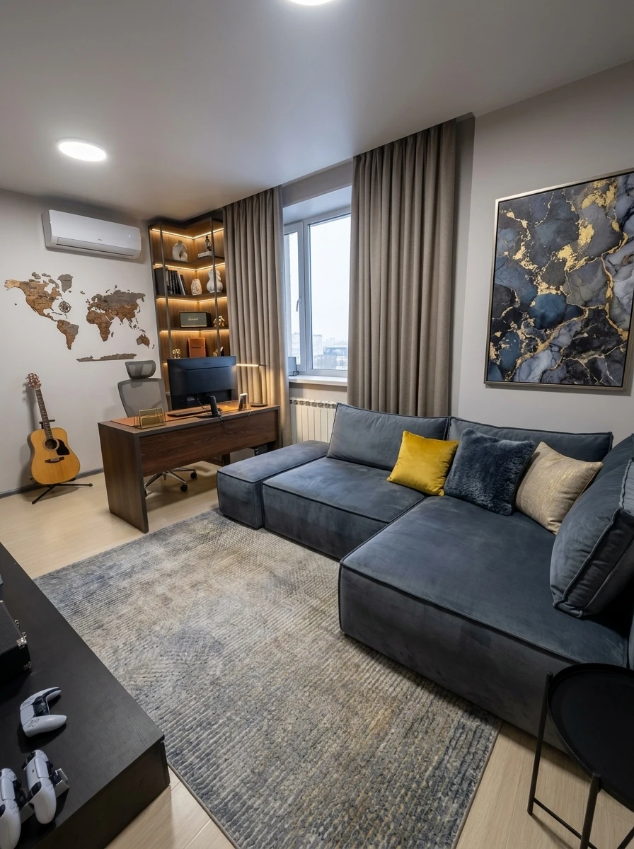 Дизайн кабинета в стиле Контемпорари — фото интерьера от нейросети RoomGPT