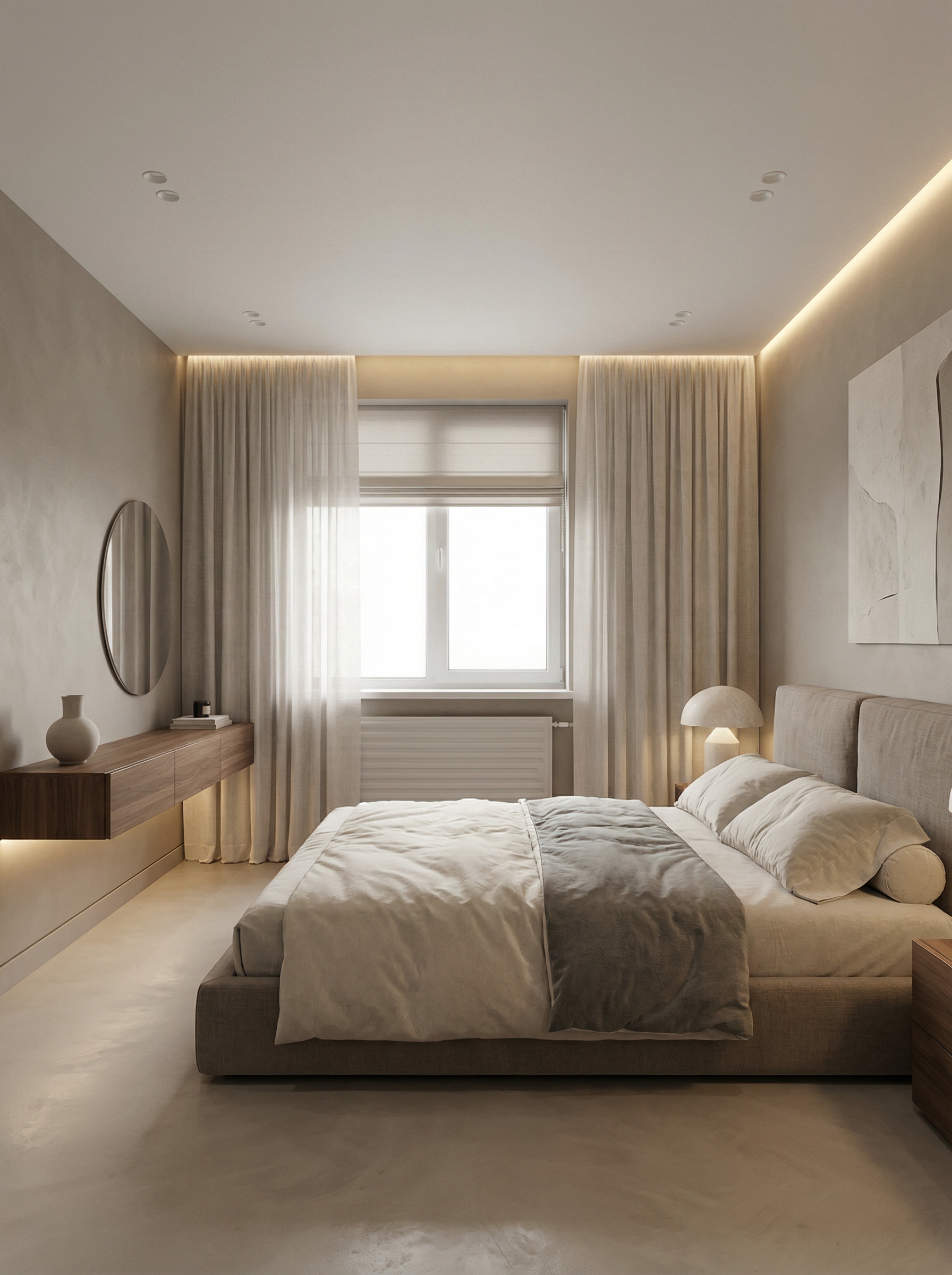 Дизайн спальни в стиле Минимализм — фото интерьера от нейросети RoomGPT