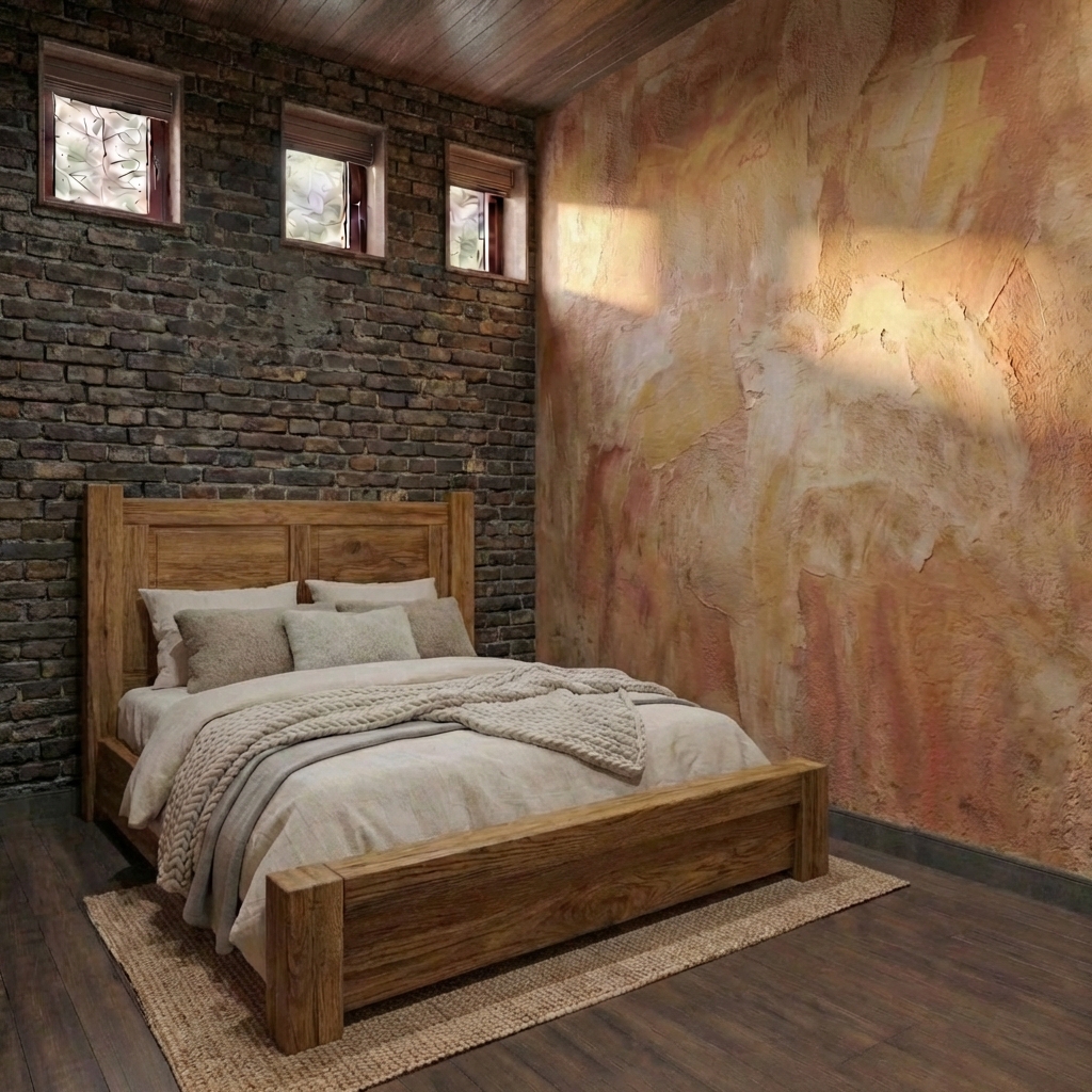 Дизайн спальни в стиле Блэктэк — фото интерьера от нейросети RoomGPT