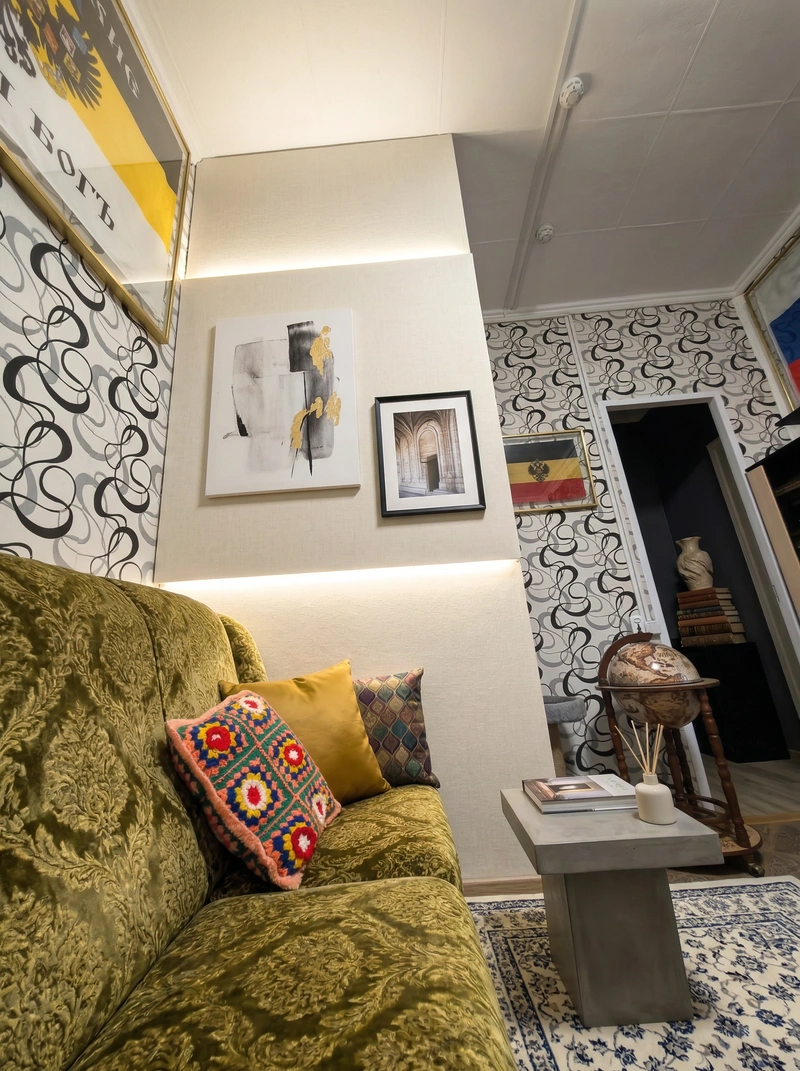 Дизайн интерьера в стиле Эклектика — Гостиная от нейросети RoomGPT