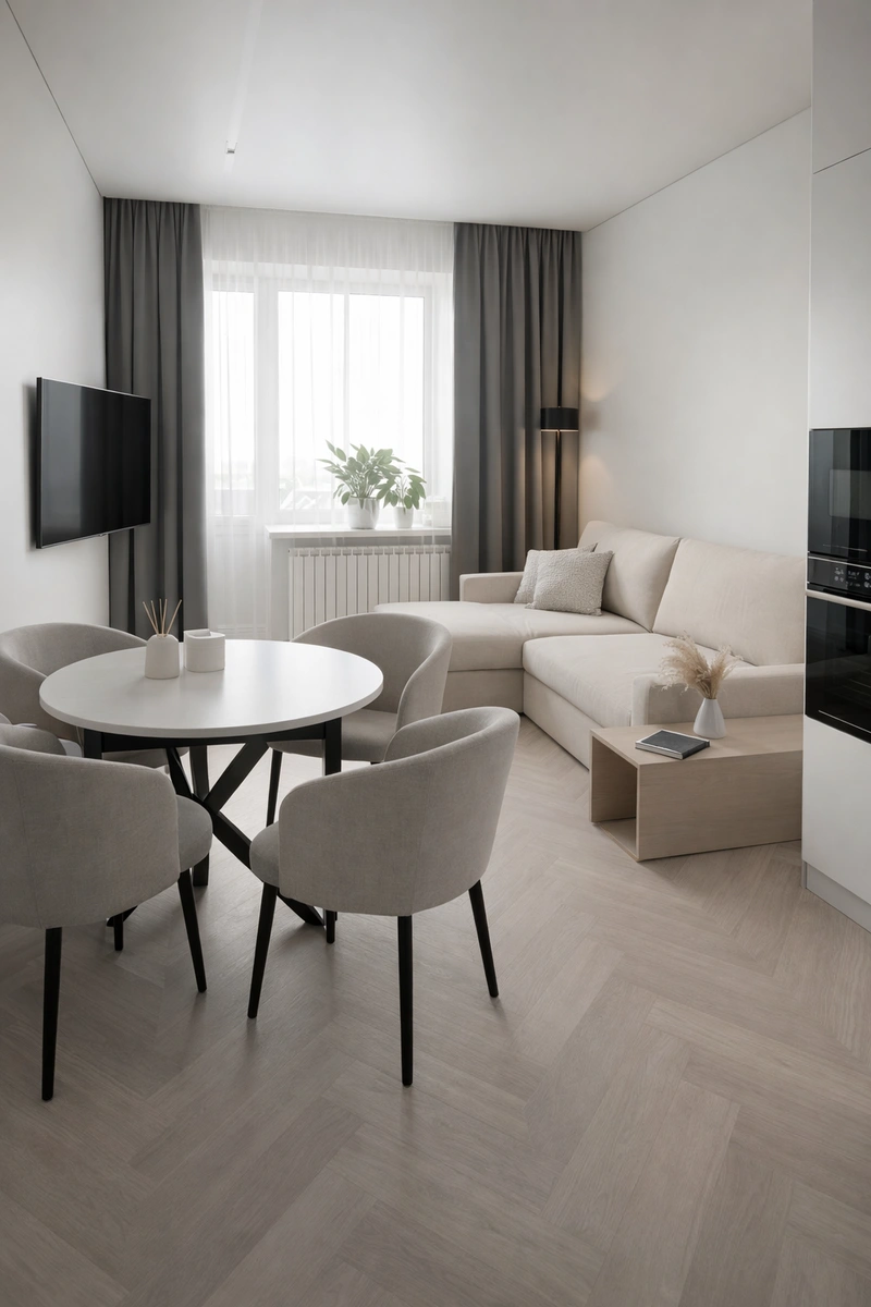 Дизайн интерьера в стиле Минимализм — Гостиная от нейросети RoomGPT