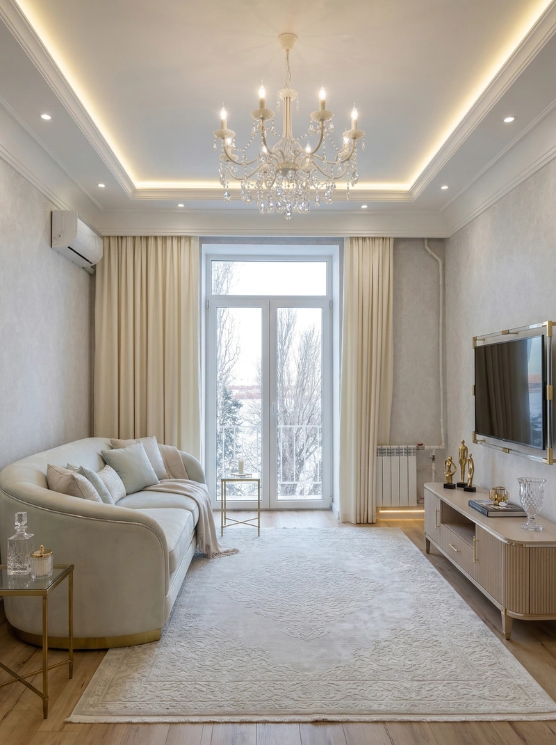 Дизайн гостиной в стиле Неоклассика — фото интерьера от нейросети RoomGPT