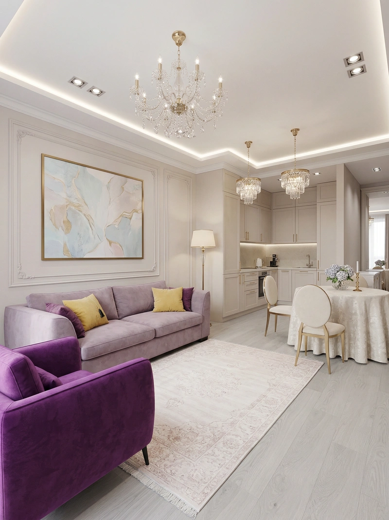 Дизайн интерьера в стиле Неоклассика — Гостиная от нейросети RoomGPT