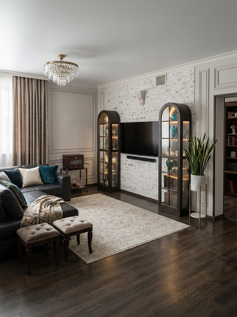 Дизайн интерьера в стиле Классика — Гостиная от нейросети RoomGPT