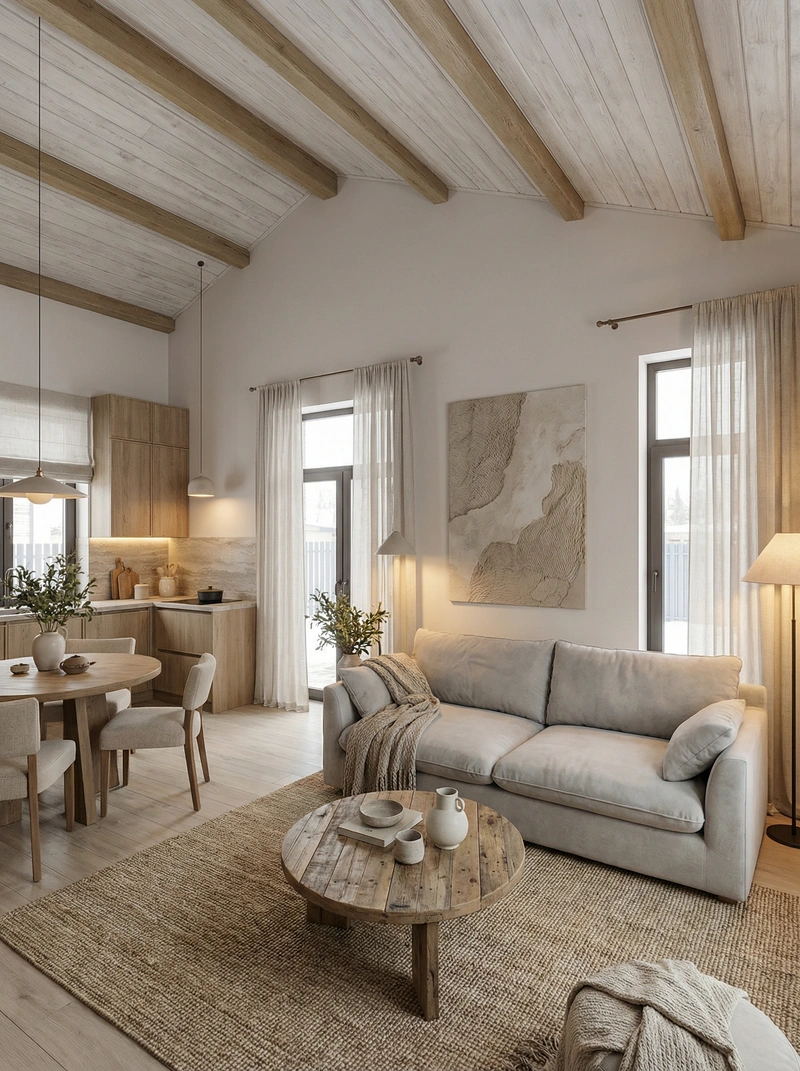 Дизайн интерьера в стиле Хюгге — Гостиная от нейросети RoomGPT