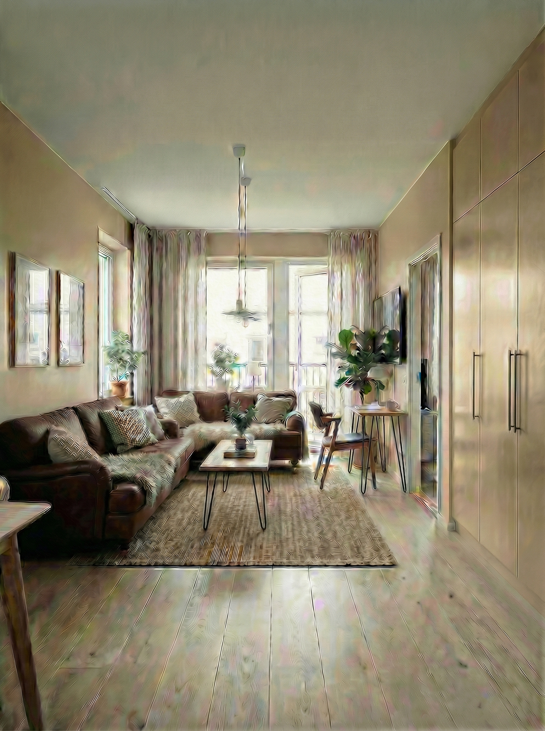 Дизайн гостиной в стиле Сканди — фото интерьера от нейросети RoomGPT