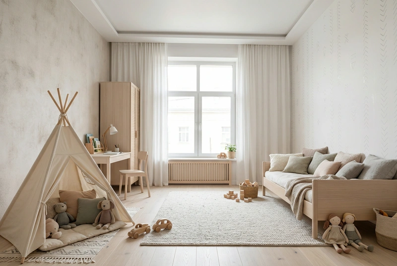 Дизайн интерьера в стиле Хюгге — Детская от нейросети RoomGPT