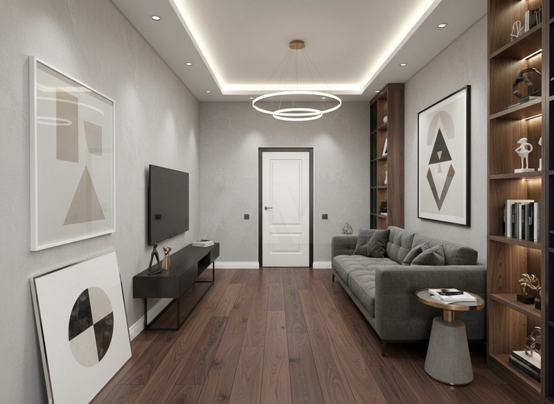 Дизайн интерьера в стиле Контемпорари — Гостиная от нейросети RoomGPT