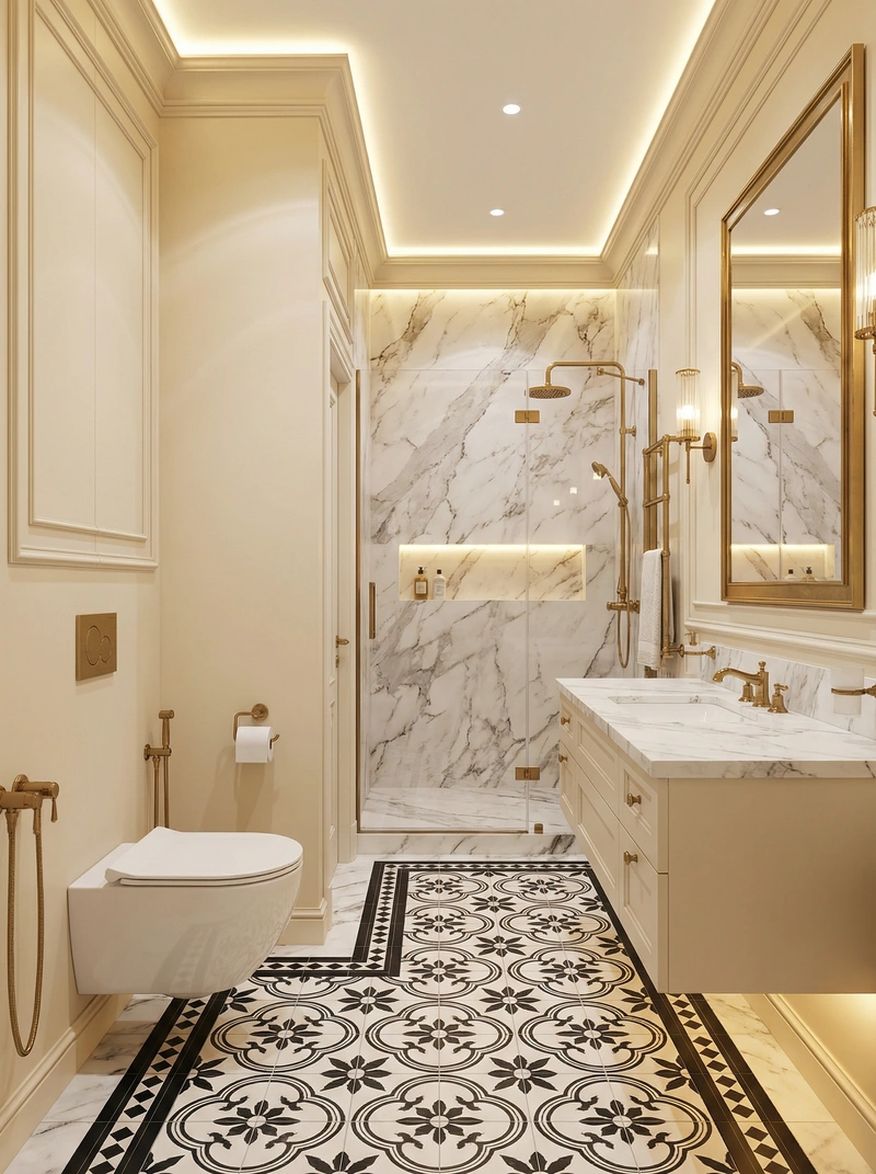 Дизайн интерьера в стиле Классика — Ванная от нейросети RoomGPT