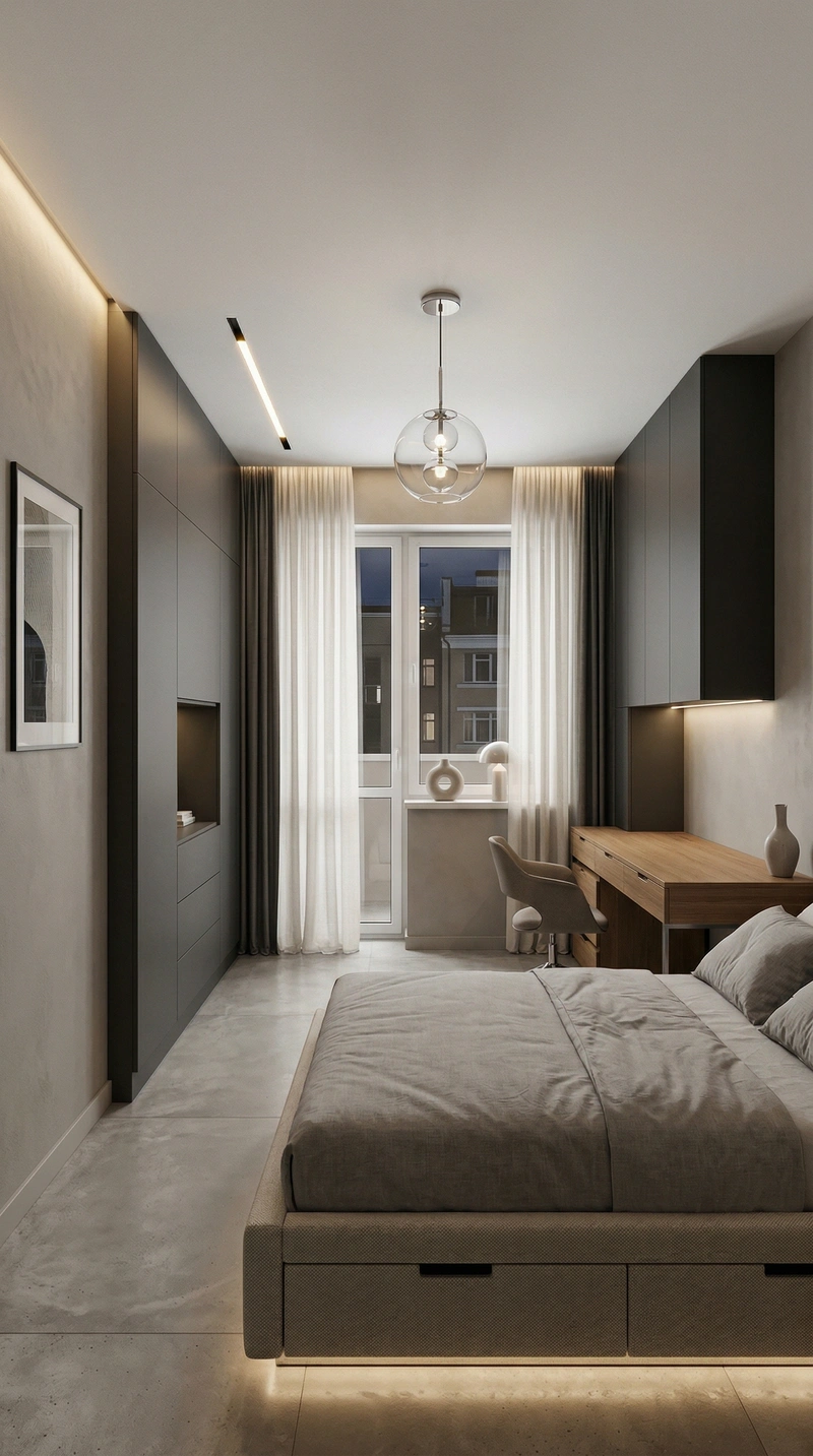 Дизайн спальни в стиле Минимализм — фото интерьера от нейросети RoomGPT
