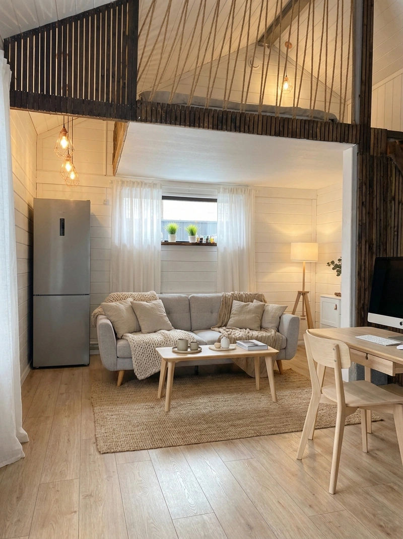 Дизайн интерьера в стиле Хюгге — Гостиная от нейросети RoomGPT