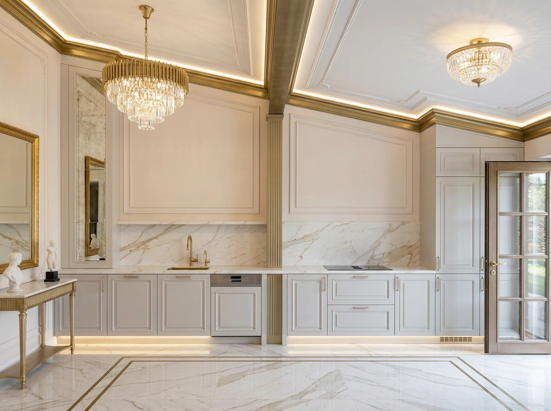Дизайн интерьера в стиле Неоклассика — Кухня от нейросети RoomGPT