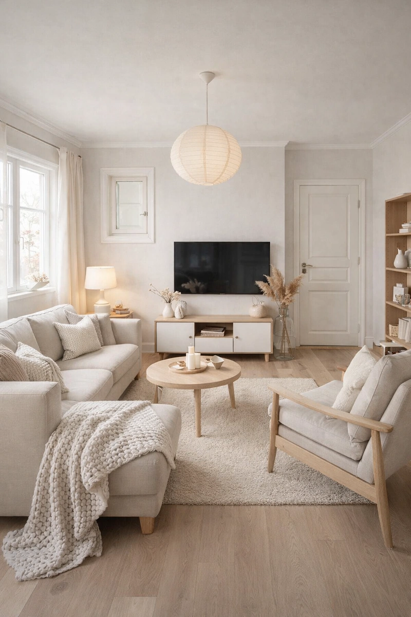 Дизайн интерьера в стиле Хюгге — Гостиная от нейросети RoomGPT