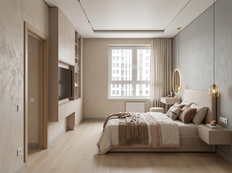 Дизайн спальни в стиле Хюгге — фото интерьера от нейросети RoomGPT