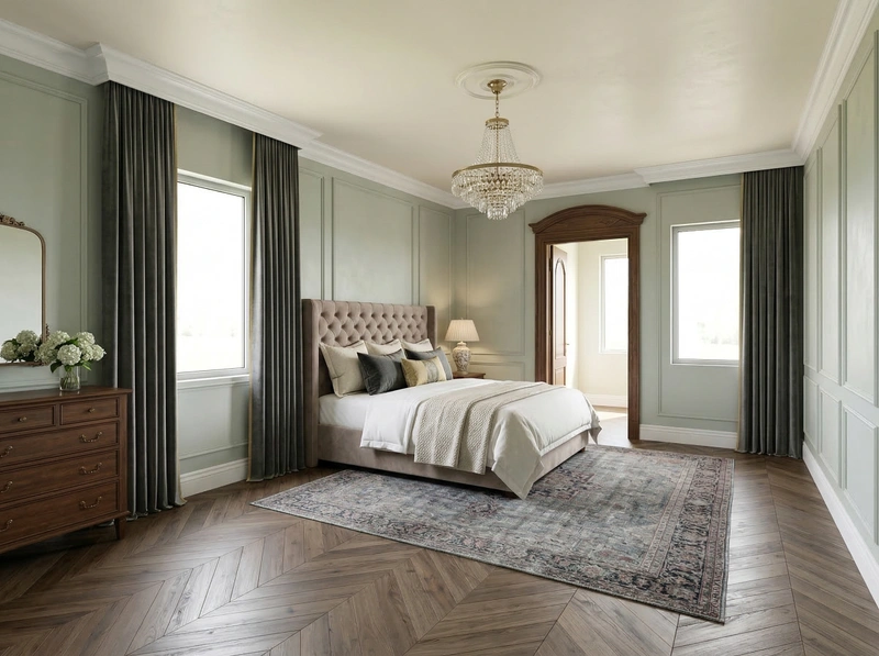 Дизайн спальни в стиле Классика — фото интерьера от нейросети RoomGPT