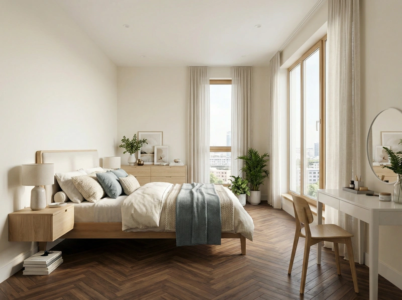 Дизайн интерьера в стиле Сканди — Спальня от нейросети RoomGPT