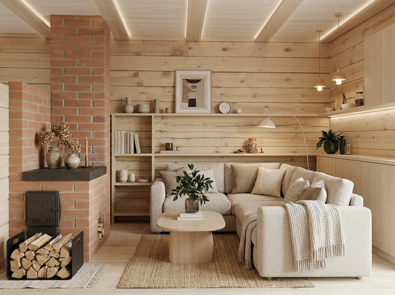 Дизайн гостиной в стиле Хюгге — фото интерьера от нейросети RoomGPT