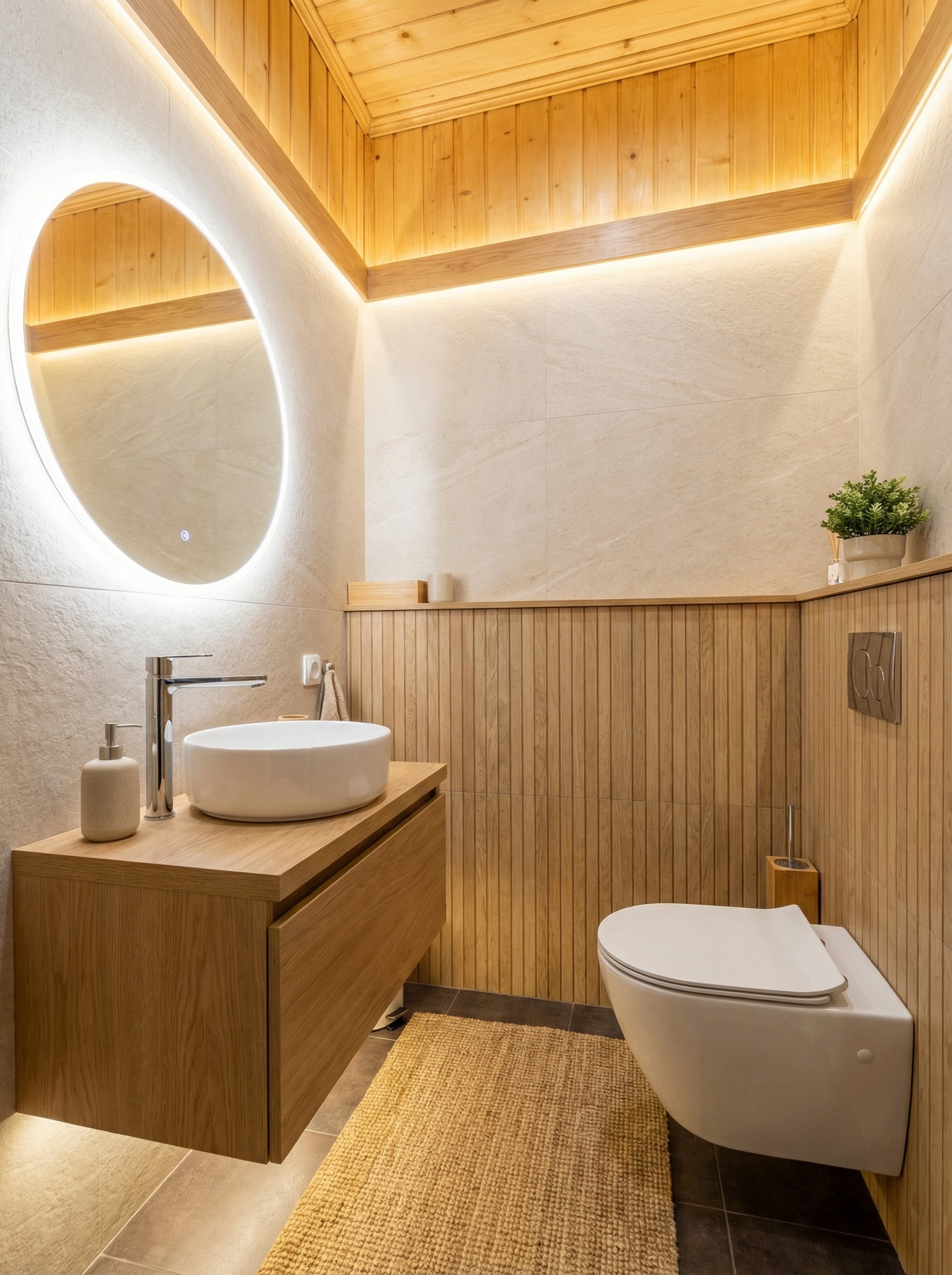 Дизайн ванной в стиле Сканди — фото интерьера от нейросети RoomGPT