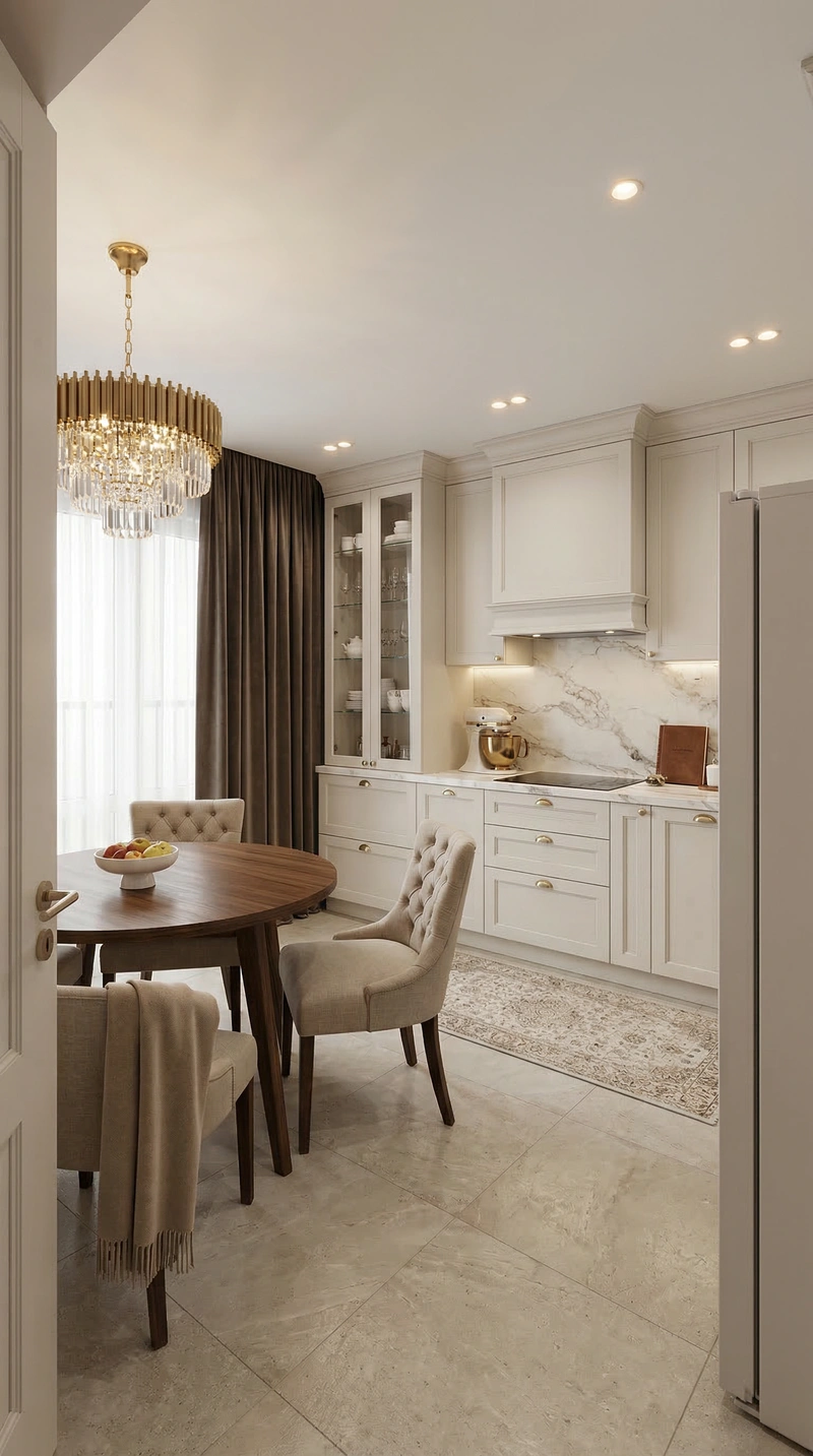 Дизайн интерьера в стиле Классика — Кухня от нейросети RoomGPT