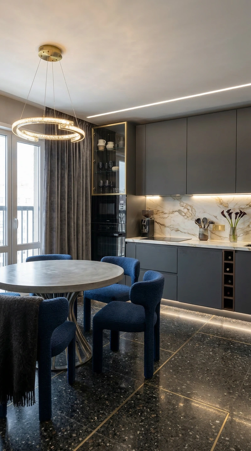 Дизайн интерьера в стиле Контемпорари — Кухня от нейросети RoomGPT