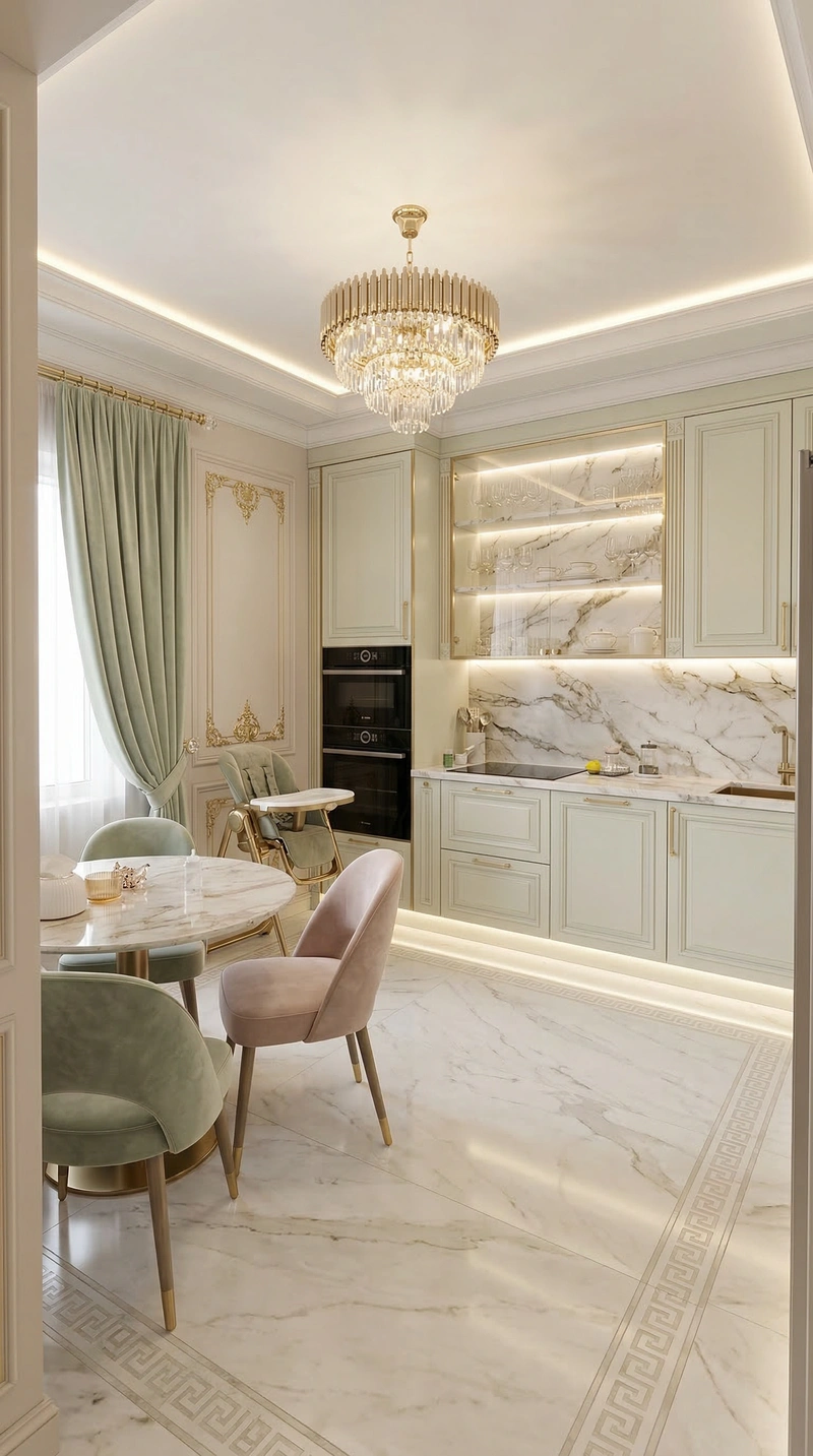 Дизайн интерьера в стиле Неоклассика — Кухня от нейросети RoomGPT