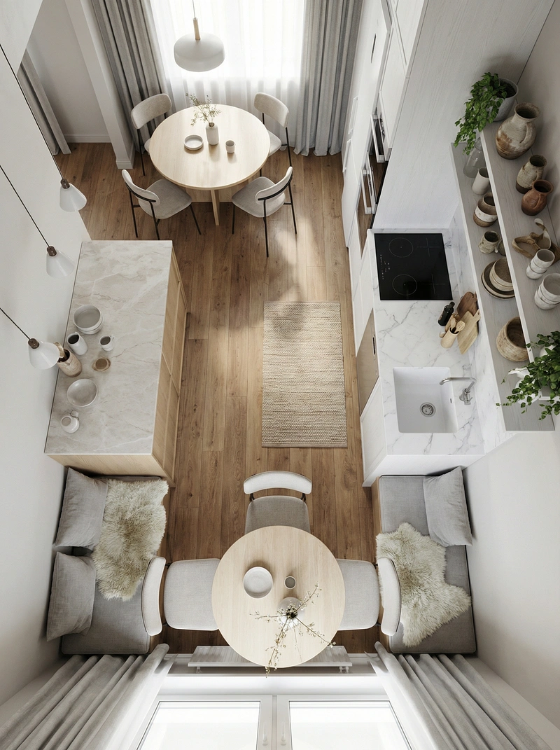 Дизайн интерьера в стиле Сканди — Кухня от нейросети RoomGPT