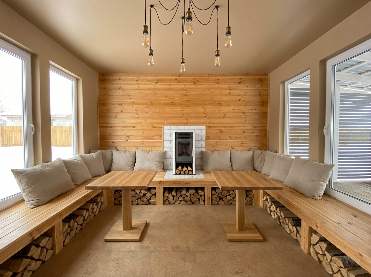 Дизайн гостиной в стиле Japandi — фото интерьера от нейросети RoomGPT