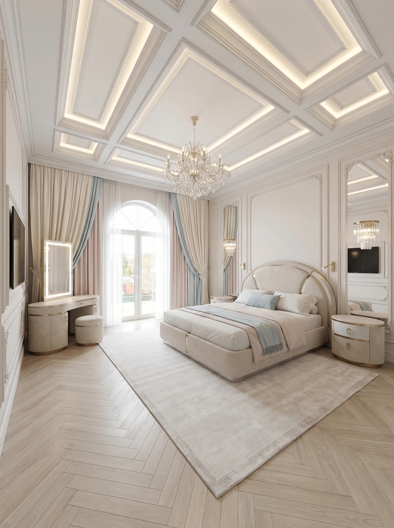 Дизайн интерьера в стиле Неоклассика — Спальня от нейросети RoomGPT