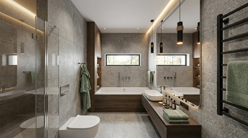 Дизайн интерьера в стиле Контемпорари — Ванная от нейросети RoomGPT