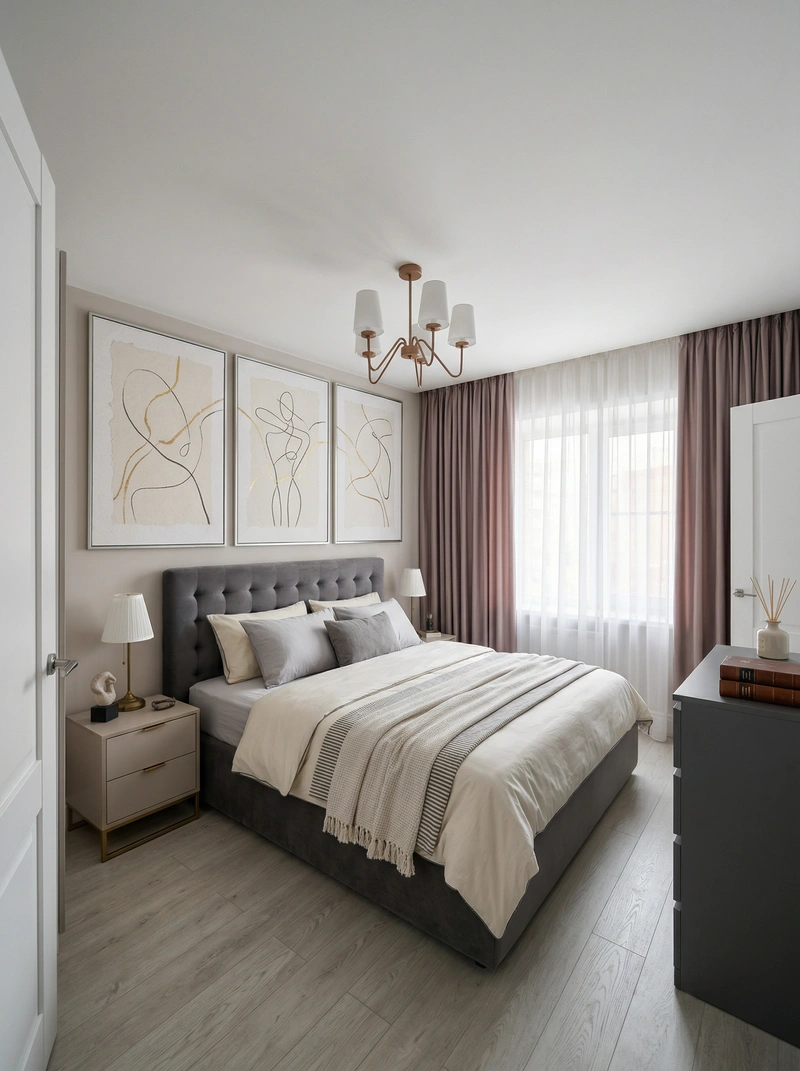 Дизайн интерьера в стиле Контемпорари — Спальня от нейросети RoomGPT
