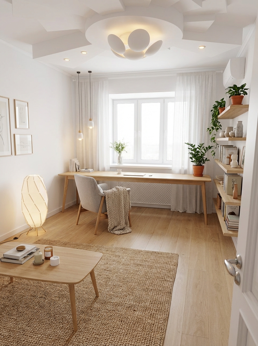 Дизайн гостиной в стиле Хюгге — фото интерьера от нейросети RoomGPT