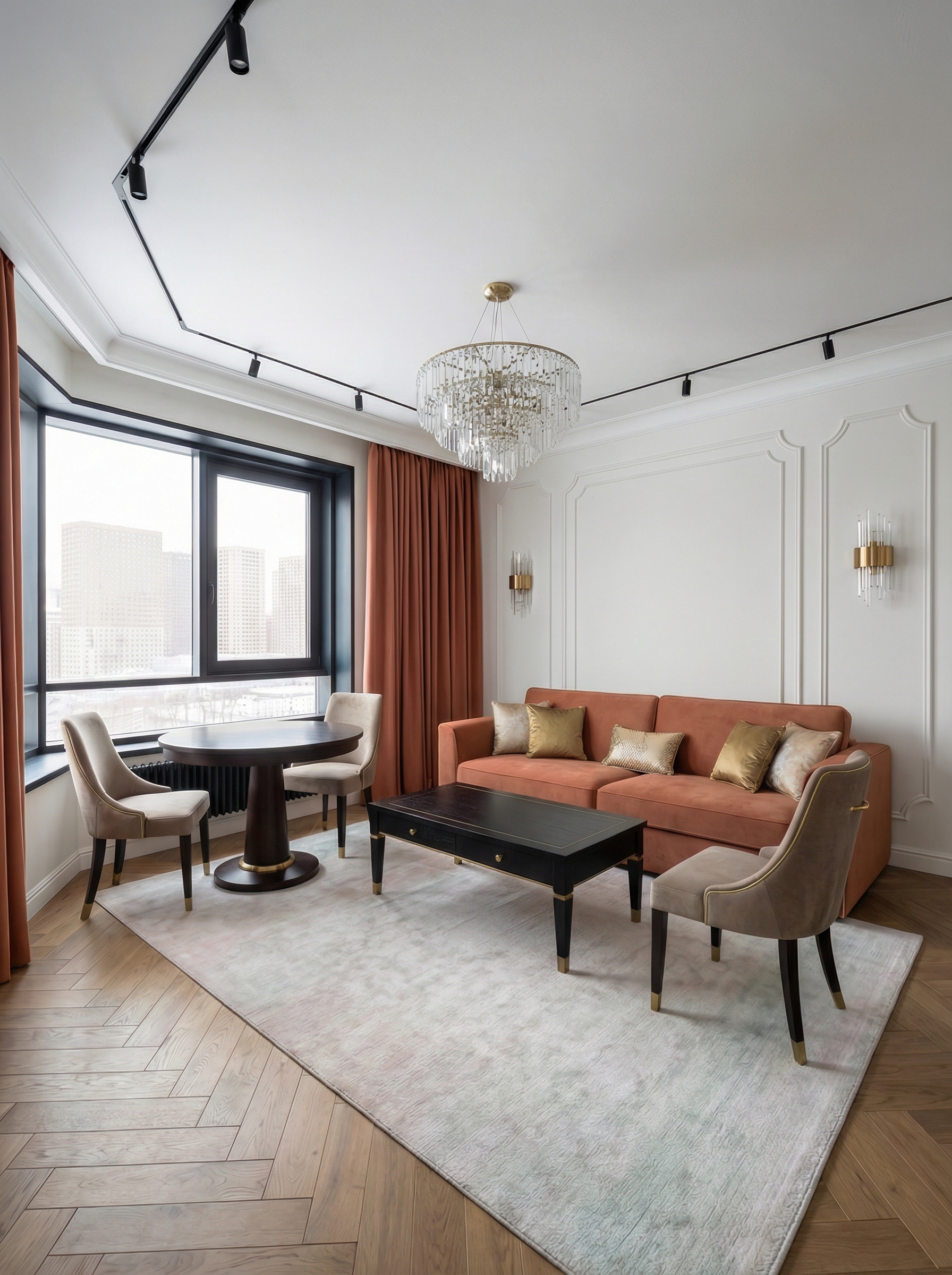 Дизайн гостиной в стиле Неоклассика — фото интерьера от нейросети RoomGPT