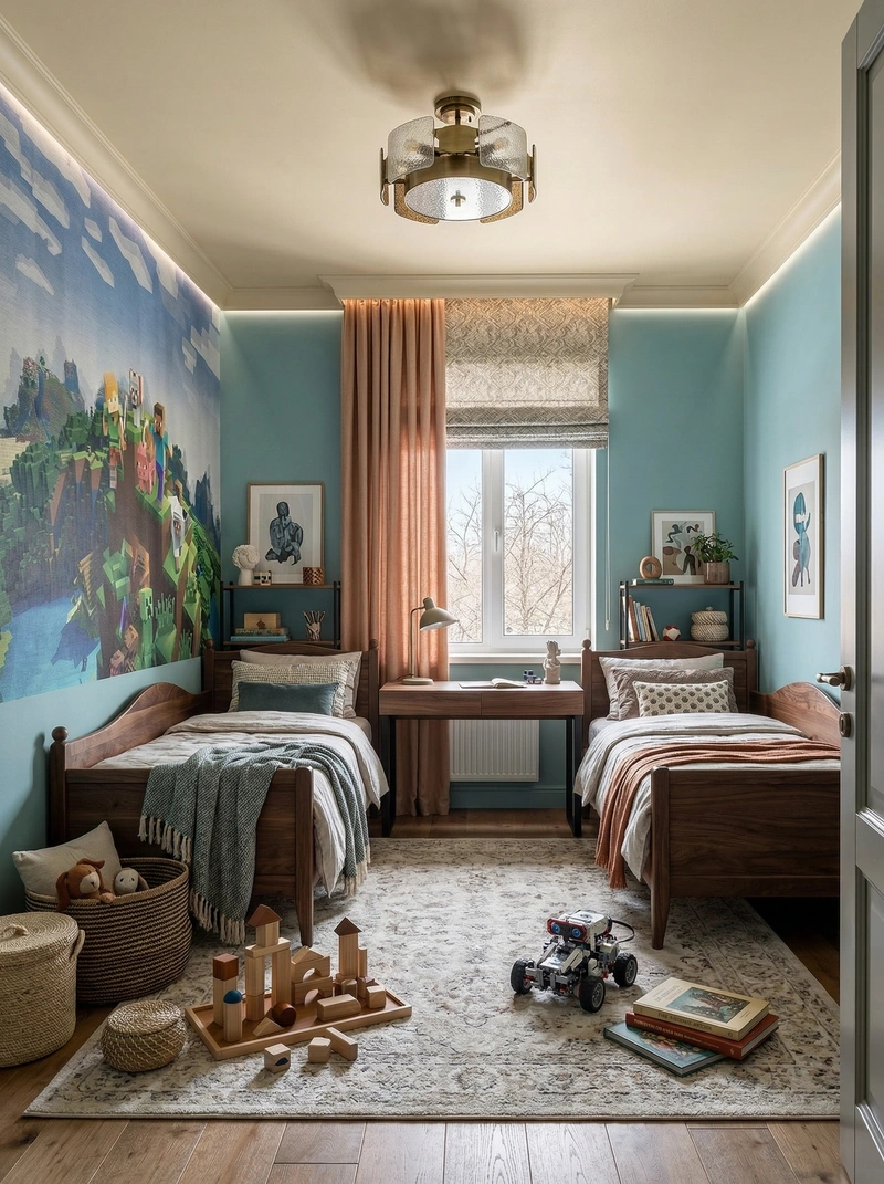 Дизайн детской в стиле Эклектика — фото интерьера от нейросети RoomGPT