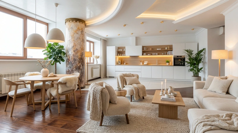 Дизайн интерьера в стиле Хюгге — Гостиная от нейросети RoomGPT