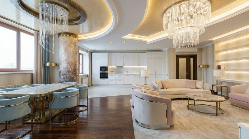 Дизайн интерьера в стиле Неоклассика — Гостиная от нейросети RoomGPT