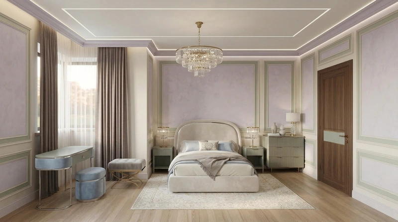 Дизайн интерьера в стиле Неоклассика — Спальня от нейросети RoomGPT