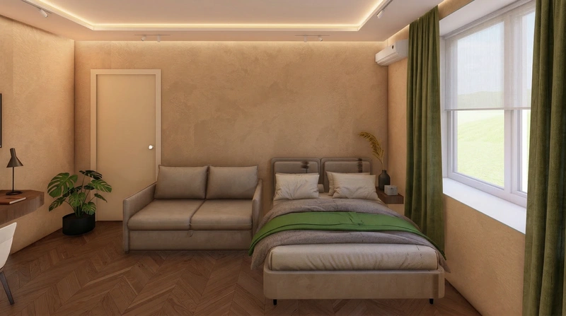 Дизайн интерьера в стиле Минимализм — Спальня от нейросети RoomGPT