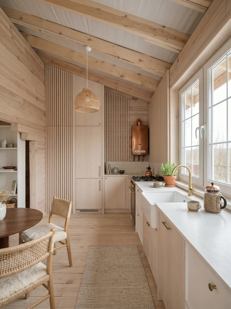 Дизайн кухни в стиле Хюгге — фото интерьера от нейросети RoomGPT