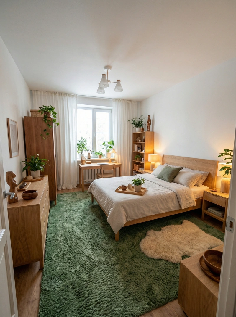 Дизайн интерьера в стиле Хюгге — Спальня от нейросети RoomGPT