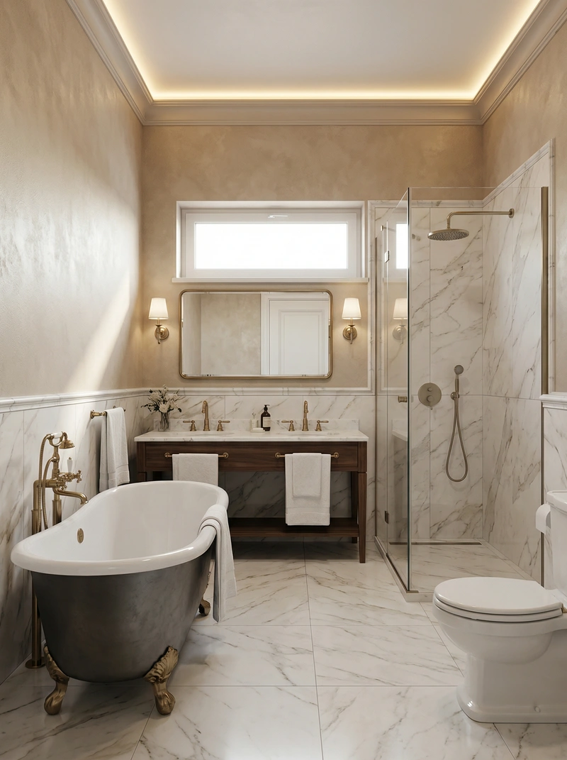 Дизайн интерьера в стиле Классика — Ванная от нейросети RoomGPT