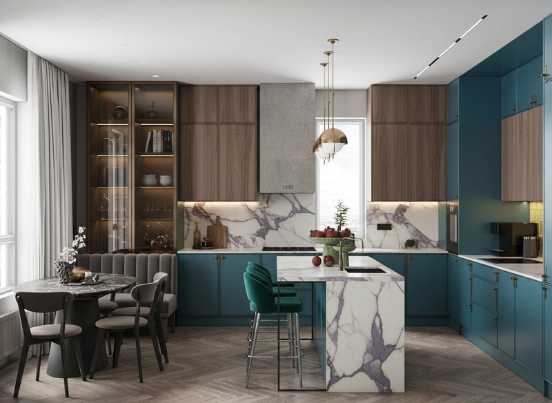 Дизайн интерьера в стиле Эклектика — Кухня от нейросети RoomGPT