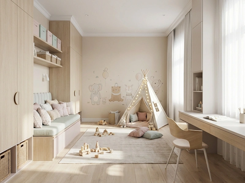 Дизайн интерьера в стиле Хюгге — Детская от нейросети RoomGPT