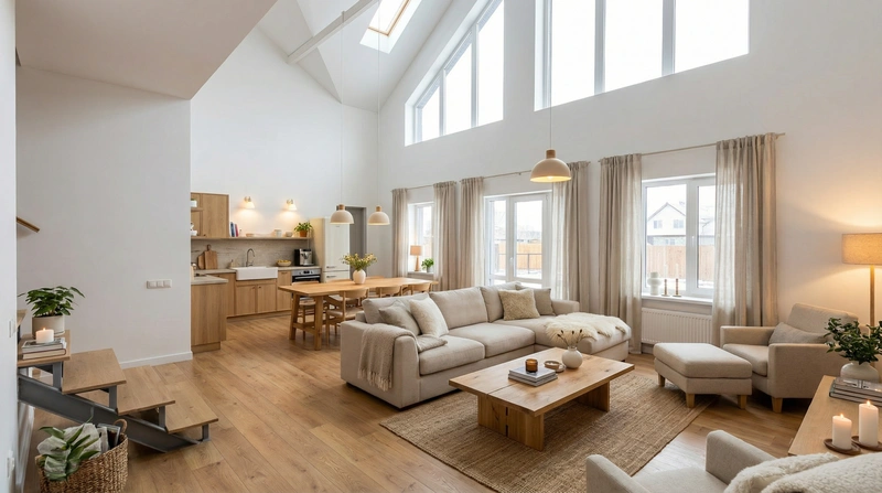 Дизайн интерьера в стиле Хюгге — Гостиная от нейросети RoomGPT