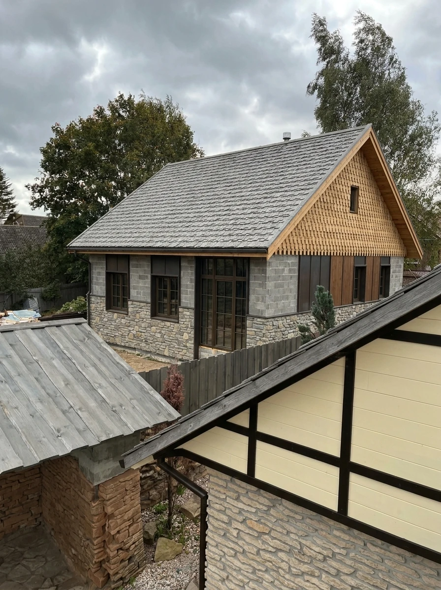 Дизайн фасада в стиле Шале — Фасад от нейросети RoomGPT