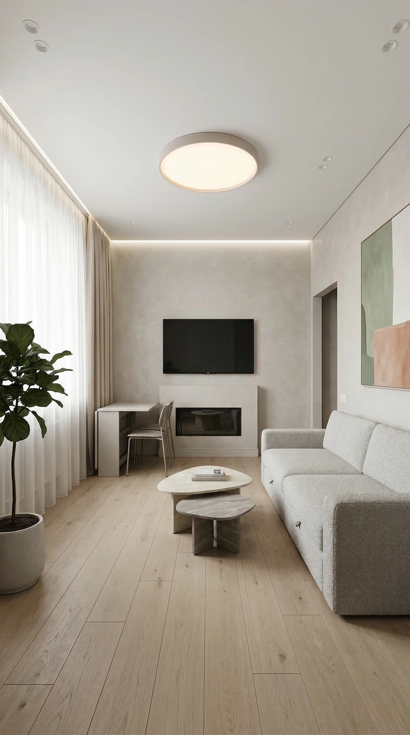 Дизайн интерьера в стиле Минимализм — Гостиная от нейросети RoomGPT